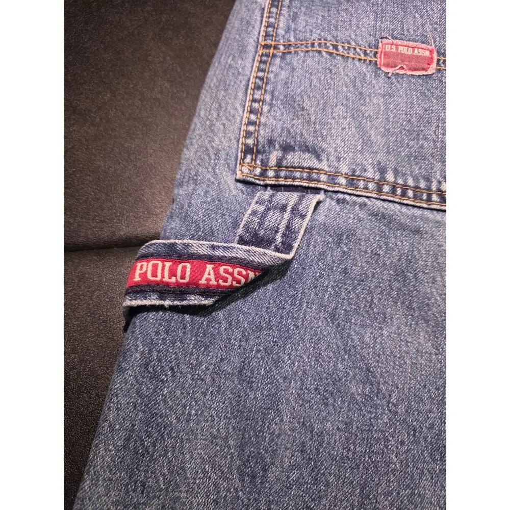 Vintage US Polo Assn Shorts Mens 33 Medium Wash Carpenter Baggy Skate Jorts Y2K